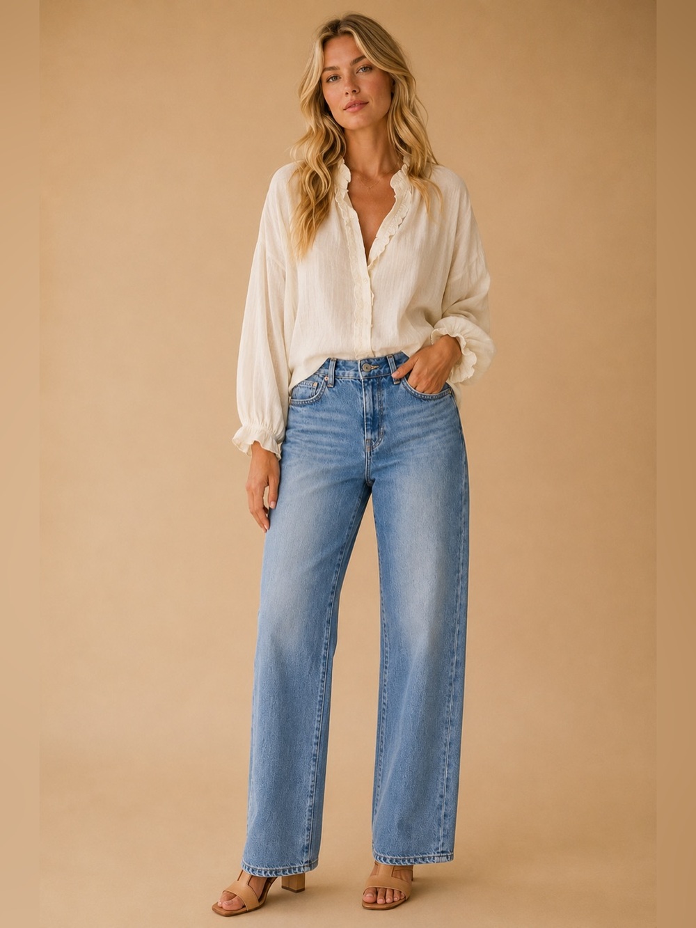 Veronica Beard Blake Classic Straight High Rise Button Fly Jeans Nova Wash 29/8